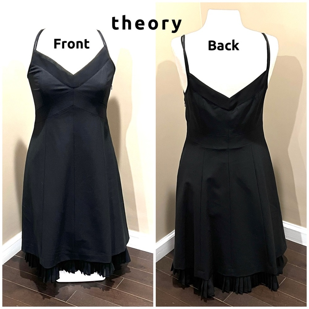 NWT Theory Womens Black Wool Pleated Dress Sz 10 $310